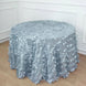 120inch Dusty Blue 3D Leaf Petal Taffeta Fabric Round Tablecloth