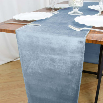 12"x108" Dusty Blue Premium Velvet Table Runner