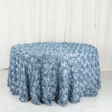 120inch Dusty Blue Grandiose 3D Rosette Satin Round Tablecloth