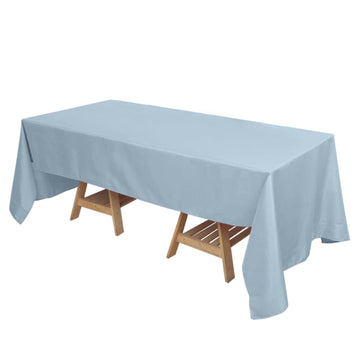 72"x120" Dusty Blue Seamless Polyester Rectangle Tablecloth, Reusable Linen Tablecloth