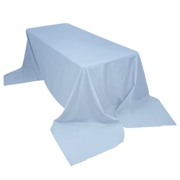 90"x156" Dusty Blue Seamless Polyester Rectangular Tablecloth for 8 Foot Table With Floor-Length Drop