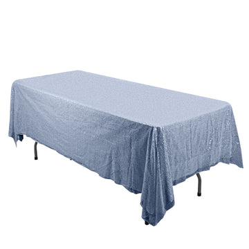 60"x102" Dusty Blue Seamless Premium Sequin Rectangle Tablecloth