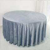 120inch Dusty Blue Seamless Premium Velvet Round Tablecloth, Reusable Linen