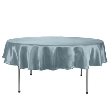 90" Dusty Blue Seamless Satin Round Tablecloth
