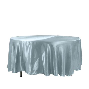 108" Dusty Blue Seamless Satin Round Tablecloth