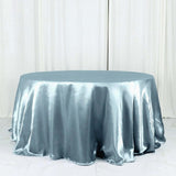 132inch Dusty Blue Seamless Satin Round Tablecloth