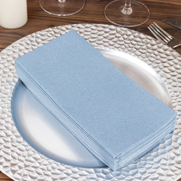 20 Pack Dusty Blue Soft Linen-Feel Airlaid Paper Dinner Napkins, Highly Absorbent Disposable Party Napkins