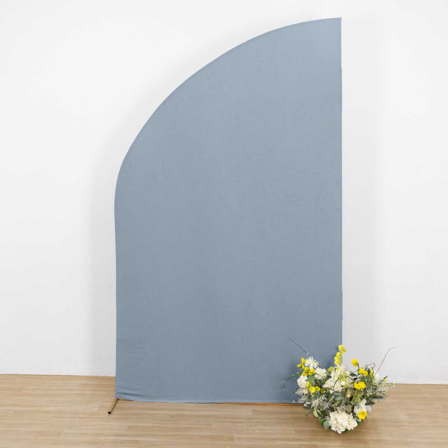 8ft Dusty Blue Spandex Fitted Wedding Arch Cover For Half Moon Top Chiara Backdrop Stand
