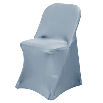 Dusty Blue Spandex Stretch Fitted Folding Slip On Chair Cover - 160 GSM