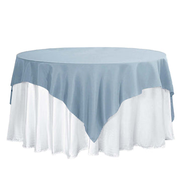 70"x70" Dusty Blue Square Seamless Polyester Table Overlay