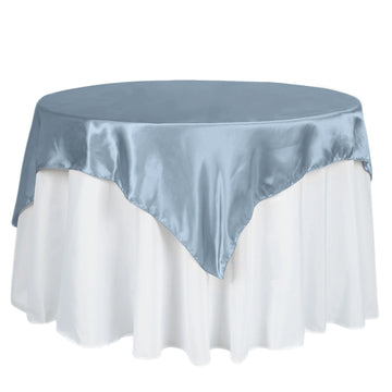 60"x60" Dusty Blue Square Smooth Satin Table Overlay