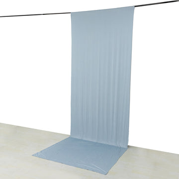 Dusty Blue 4-Way Stretch Spandex Backdrop Curtain with Rod Pockets, Wrinkle Resistant Drapery Panel - 5ftx14ft