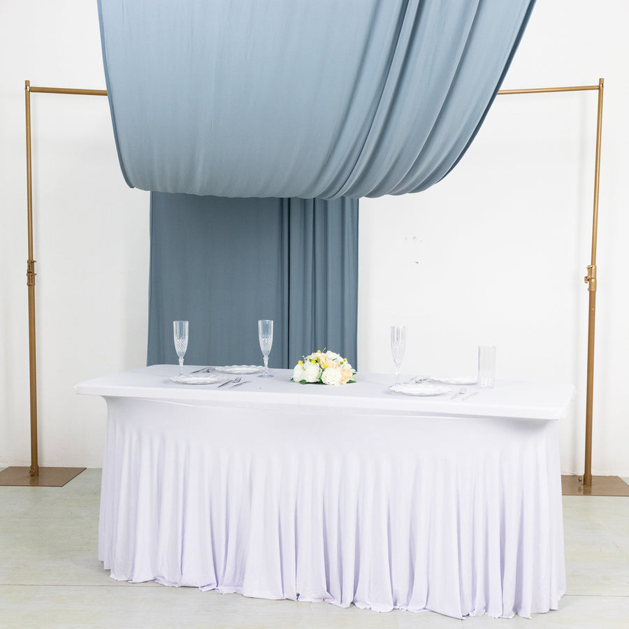 Dusty Blue 4-Way Stretch Spandex Photography Backdrop Curtain with Rod Pockets, Drapery Panel