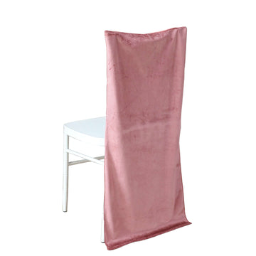 Velvet Chair Back Slipcover for Chiavari Chairs Dusty Rose - Soft and Smooth Solid Chair Back Cover Cap