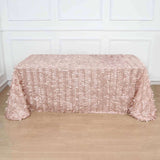 90x132inch Dusty Rose 3D Leaf Petal Taffeta Fabric Rectangle Tablecloth