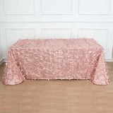 90x156inch Dusty Rose 3D Leaf Petal Taffeta Fabric Rectangle Tablecloth