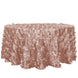 120inch Dusty Rose 3D Leaf Petal Taffeta Fabric Round Tablecloth