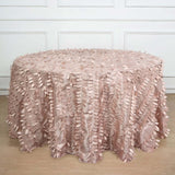 132inch Dusty Rose 3D Leaf Petal Taffeta Fabric Round Tablecloth