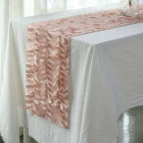 12inch x 108inch Dusty Rose 3D Leaf Petal Taffeta Fabric Table Runner