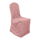 Dusty Rose Polyester Banquet Chair Cover, Reusable Stain Resistant Slip On Chair Cover#whtbkgd