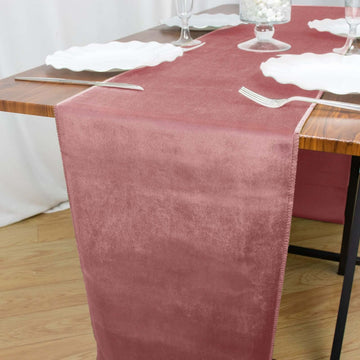 12"x108" Dusty Rose Premium Velvet Sheen Finish Table Runner