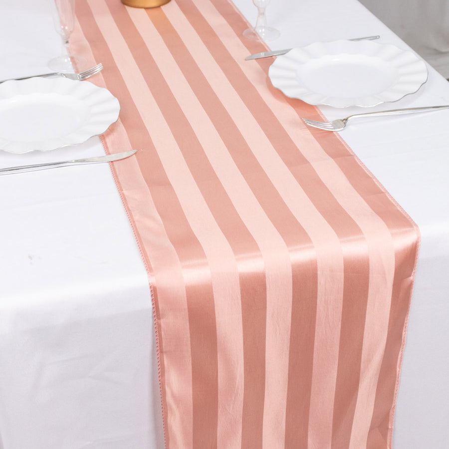 12x108inch Dusty Rose Satin Stripe Table Runner, Elegant Tablecloth Runner
