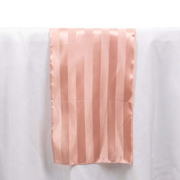 Satin 12"x108" Table Runner Dusty Rose - Stripe Table Decor