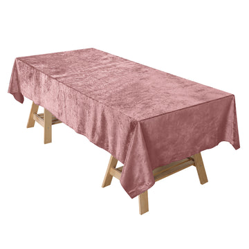 60"x102" Dusty Rose Seamless Premium Velvet Rectangle Tablecloth, Reusable Linen