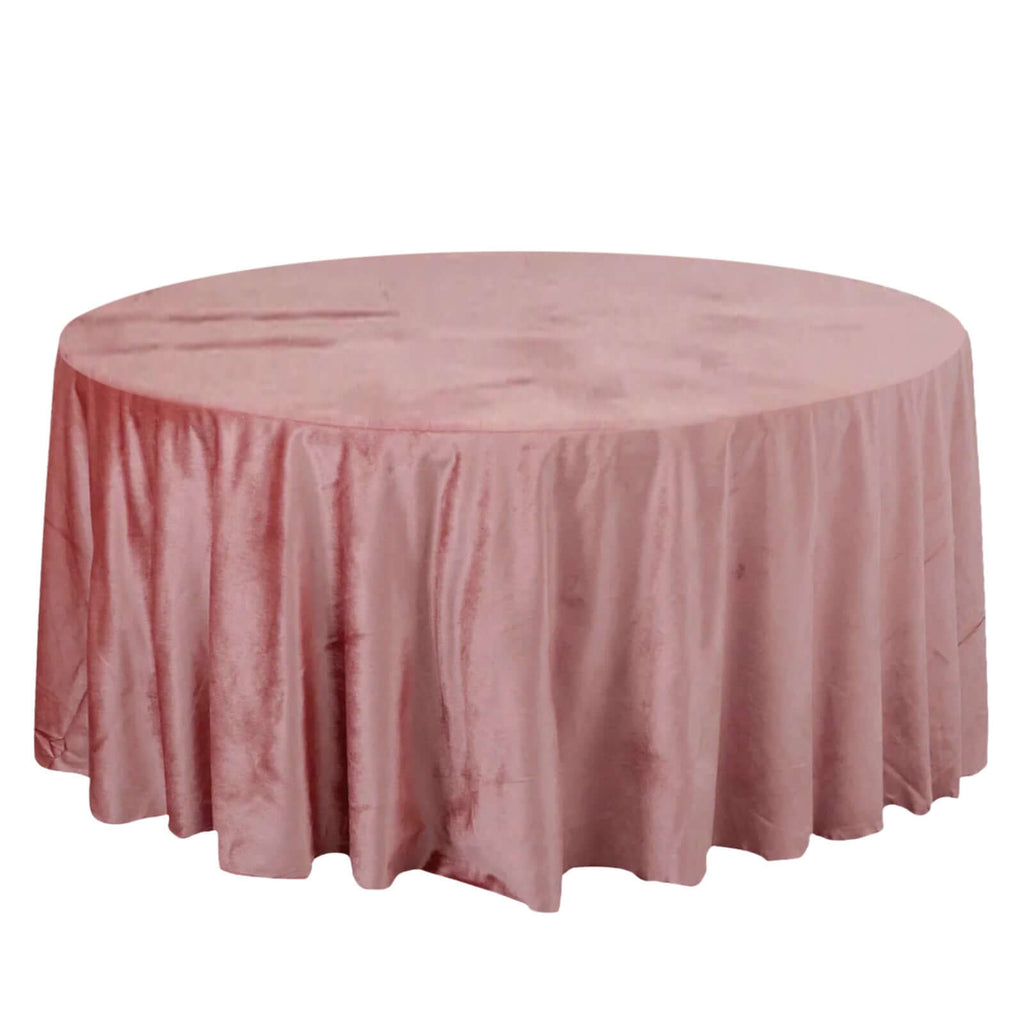 120 In Dusty Rose Premium Velvet Round Tablecloth