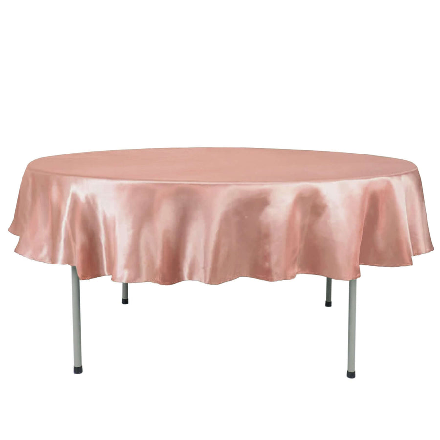 90Inch Dusty Rose Satin Round Tablecloth