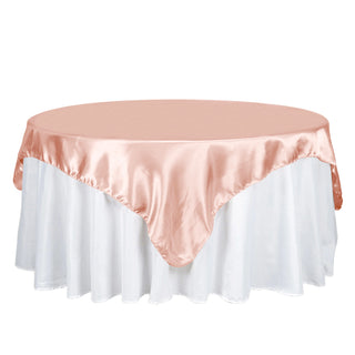 Elevate Your Event with the Dusty Rose Satin Square Tablecloth Overlay