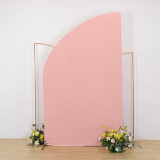 Elevate Your Wedding Decor with the 8ft Dusty Rose Spandex Fitted Wedding Arch Cover