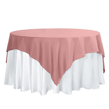 70"x70" Dusty Rose Square Seamless Polyester Table Overlay