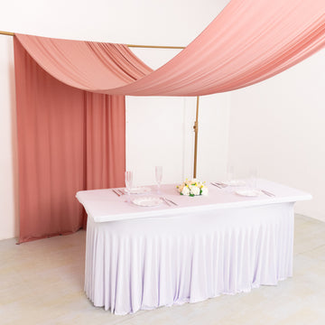 Dusty Rose 4-Way Stretch Spandex Backdrop Curtain with Rod Pockets, Wrinkle Resistant Drapery Panel - 5ftx18ft