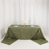 Dusty Sage Green Accordion Crinkle Taffeta Rectangle Tablecloth 90x156inch Seamless for 8 Foot Table