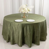 120inch Dusty Sage Green Seamless Accordion Crinkle Taffeta Round Tablecloth