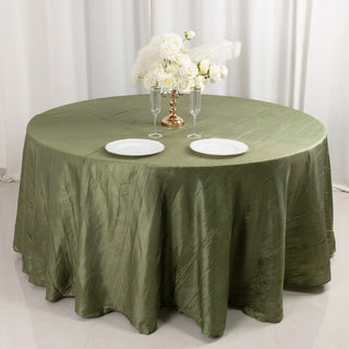 <span style="background-color:transparent;color:#111111;">Luxurious Dusty Sage Green Accordion Crinkle Taffeta Round Tablecloth</span>