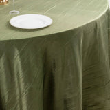 120inch Dusty Sage Green Seamless Accordion Crinkle Taffeta Round Tablecloth