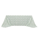 Dusty Sage Green Polyester Rectangular Tablecloth in French Toile Pattern