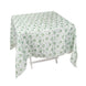 Dusty Sage Green Polyester Square Tablecloth in French Toile Pattern