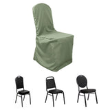 Dusty Sage Green Polyester Banquet Chair Cover, Reusable Stain Resistant Slip On Chair Cover
