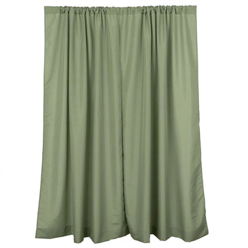 2 Pack | Dusty Sage Green Polyester Photography Backdrop Curtains, Drapery Panels With Rod Pockets, 10ftx8ft - 130 GSM