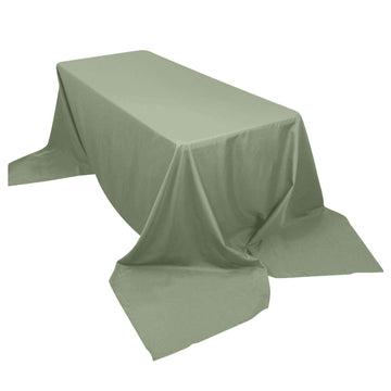 90"x156" Dusty Sage Green Seamless Polyester Rectangular Tablecloth for 8 Foot Table With Floor-Length Drop