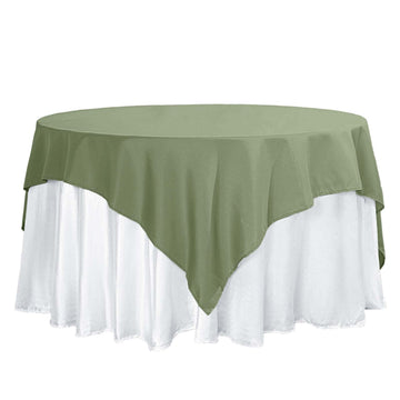 70"x70" Dusty Sage Green Seamless Polyester Square Table Overlay