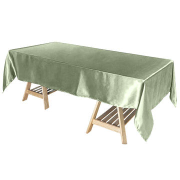 60"x102" Dusty Sage Green Seamless Smooth Satin Rectangular Tablecloth
