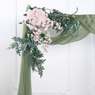 <span style="background-color:transparent;color:#111111;">Create Elegant Visual Impact Dusty Sage Green Sheer Organza Wedding Arch Drapery</span>