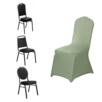 Dusty Sage Green Spandex Fitted Banquet Chair Cover - 160 GSM