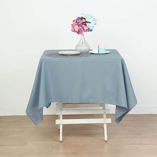 Add Elegance to Your Event with the Dusty Blue Square Seamless Polyester Tablecloth