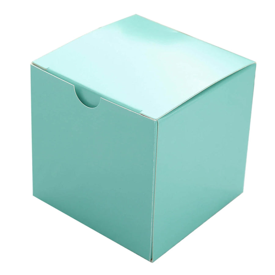 100 Pack | 3inch Easy DIY Turquoise Party/Shower Favor Candy Gift Boxes#whtbkgd