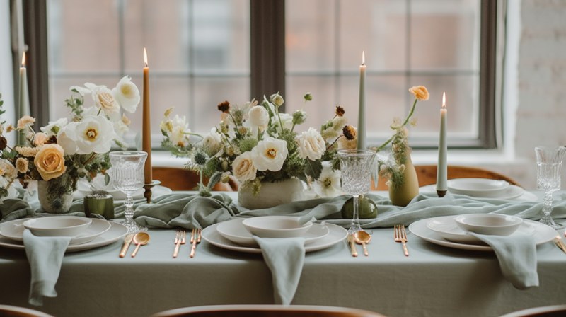 Top 2025 Wedding Trends for Table Linens - Sage Green Linens - Green Wedding Ideas